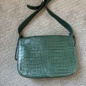 Audrey Talbott green pressed leather crossbody bag purse